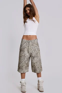Best Sale Jaded London Leopard Fade Colossus Jorts