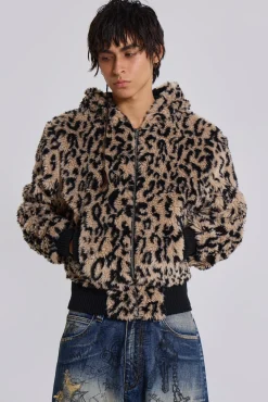 Cheap Jaded London Leopard Faux Fur Hooded Jacket