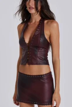 New Jaded London Lynx Faux Leather Corset Top