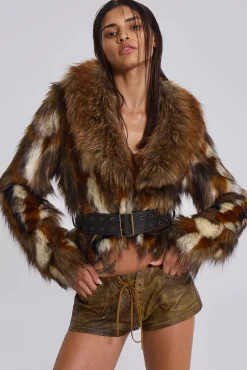 Shop Jaded London Mesconda Faux Fur Belted Jacket