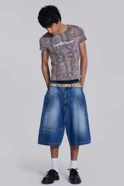 Best Sale Jaded London Mid Blue Mason Jorts