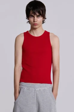 Cheap Jaded London NTRLS Red Ribbed Vest