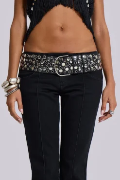 Cheap Jaded London Osmium Studded Belt In Black