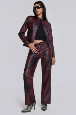Discount Jaded London Oxblood Faux Leather Pants