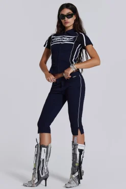 Best Jaded London Racer Capri Trousers in Navy