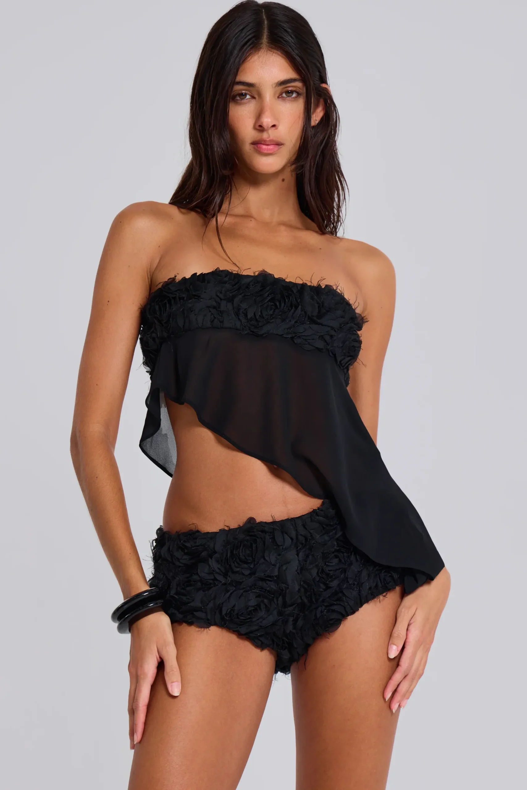 Store Jaded London Regina Corset Top In Black Roses