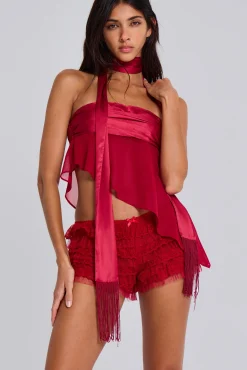 Fashion Jaded London Regina Corset Top In Scarlet Red