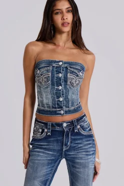 Discount Jaded London Rock Revival Denim Corset Top