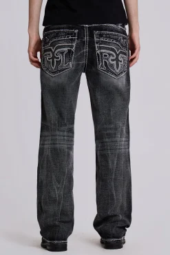 Cheap Jaded London Rock Revival Washed Black Gwen Bootcut Jeans