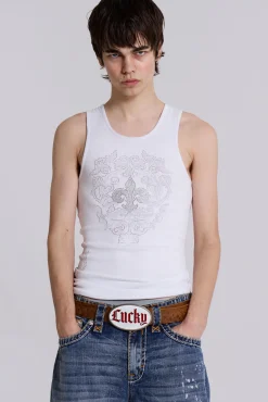Discount Jaded London Rock Revival White Fleur De Lis Vest