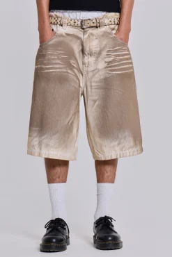 Clearance Jaded London Sand Oil Wash Colossus Jorts