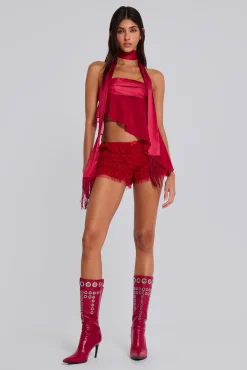 Best Jaded London Scarlet Red Rhea Lace Bloomer Shorts