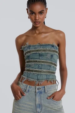 Discount Jaded London Sub-Rosa Denim Corset Top