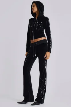 Store Jaded London Superset Studded Velour Bootcut Trousers