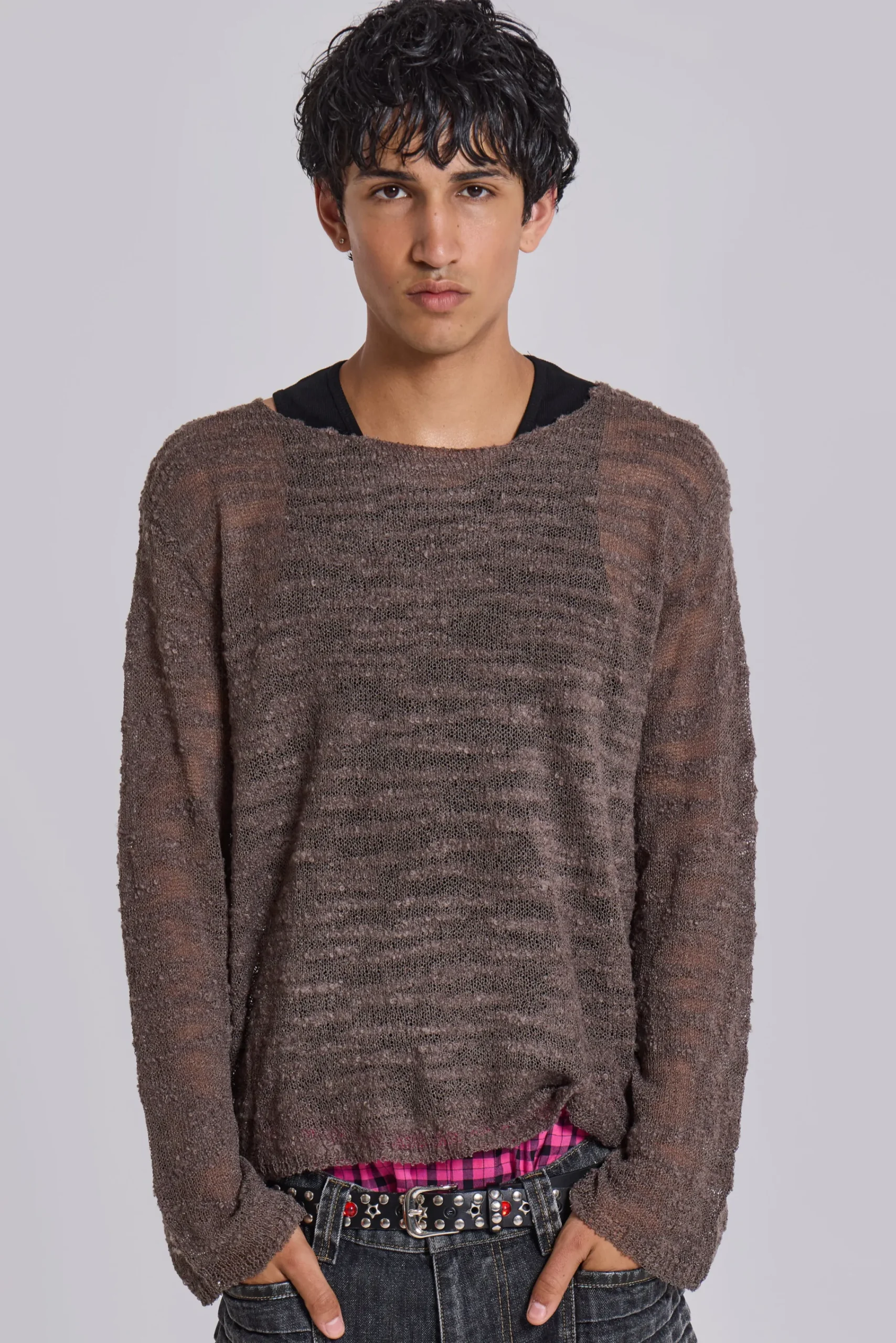Outlet Jaded London Taupe Stray Knit
