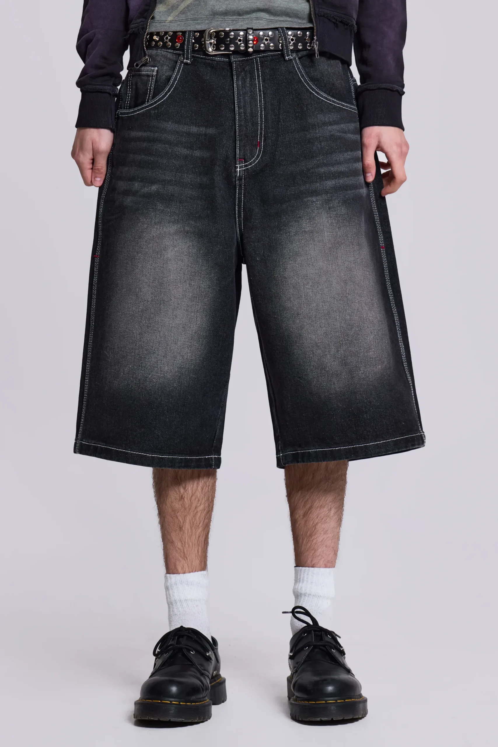 Sale Jaded London Washed Black Jumbo Jorts