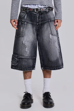 Fashion Jaded London Washed Black Mason Jorts