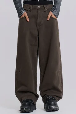 Shop Jaded London Washed Brown Colossus Jeans