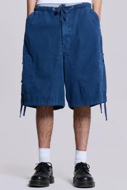 Clearance Jaded London Washed Navy Parachute Short