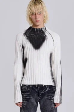 Outlet Jaded London White Asymmetric Luster Knit