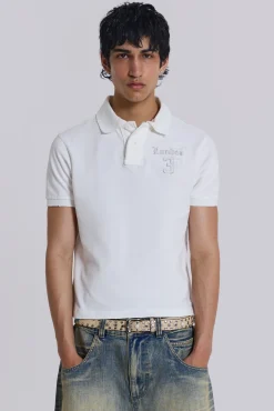 Cheap Jaded London White Frat Polo Shirt