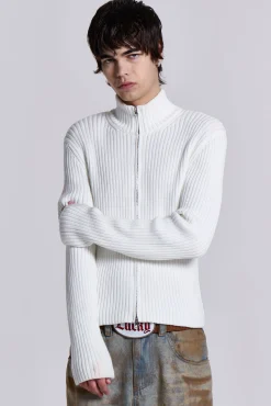 Cheap Jaded London White Lucid Knit Track Top