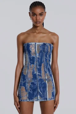 Shop Jaded London Zion Denim Corset Mini Dress